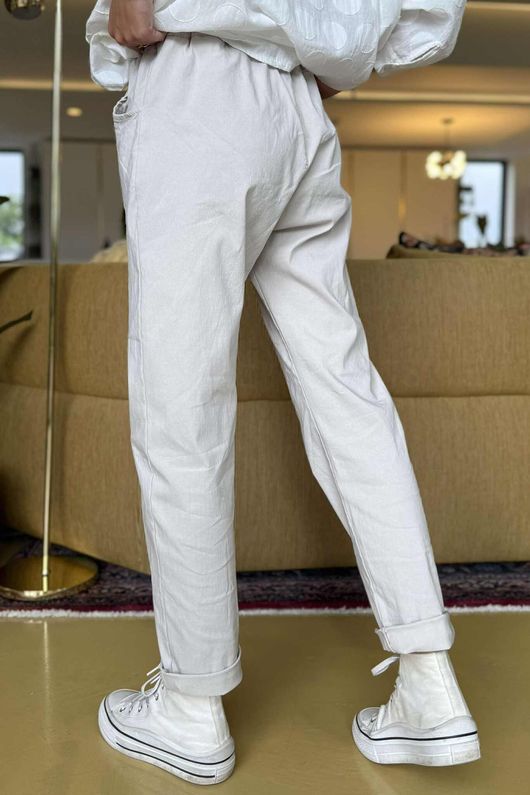 Made in Italy Luxury Smooth Magic Trouser Stone 